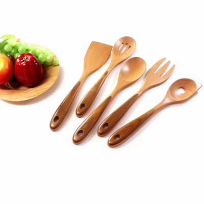 Good price  wood kitchenware with certificate Resistant Cooking Tools Soup Ladle and Turner Set 5 pieces