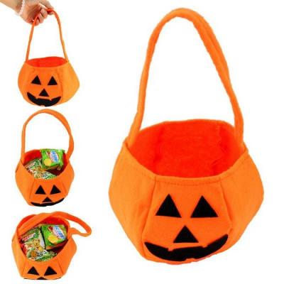 Pumpkin Bag Portable Halloween Prop Basket Halloween Treat Pumpkin GiftNon-woven Candy Bag