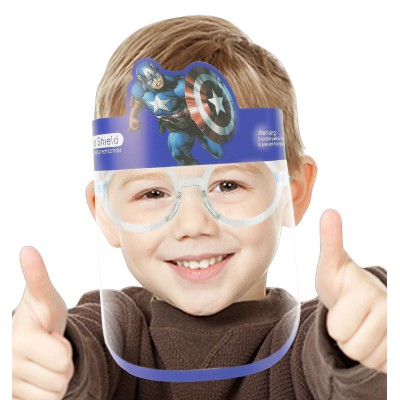 Hot Children Cartoon Full Face Cover Plastic Shields Face Visor Kids Cartoon Clear Cover Viles with Glasses Frame