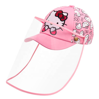 Pink HELLO-KITTY Wind Shield Plastic Face Cover Cap Baseball Hat anti Protection Face Shields