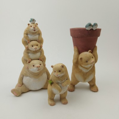 Home Decorations  Sets of Polyresin Animal Figurines Bear Statues Ornaments