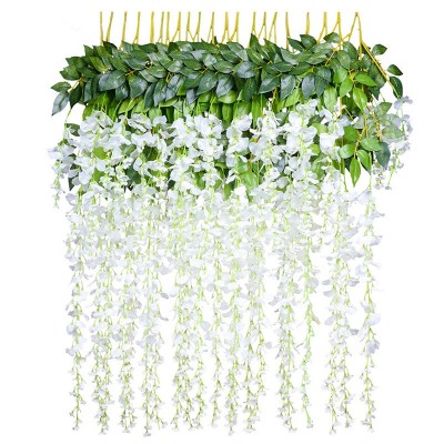 12 Pack 1 Piece 3.6 Feet Artificial Fake Wisteria Vine Ratta Hanging Garland Silk Flowers String Home Party Wedding Decor