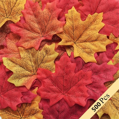 500 Pcs Assorted Mixed Fall Colored Artificial Maple Leaves for Weddings, Events and Decorating