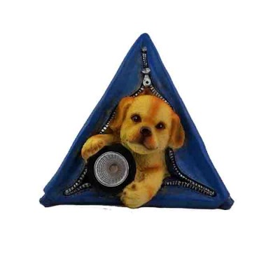 Real Look Lovely dog in tent resin figurine with solar light polyresin craft art