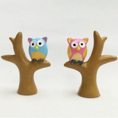 Wholesale Handmade Resin Owls on the tree Figurine Resin Animal Crafts for Decoration Gift