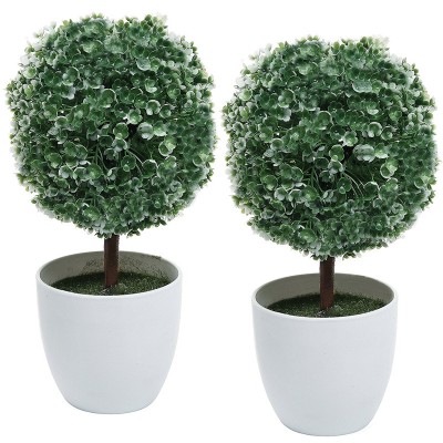 Wholesale Artificial Faux Potted Tabletop White Flower Plant Topiary w/ White Planter Pots