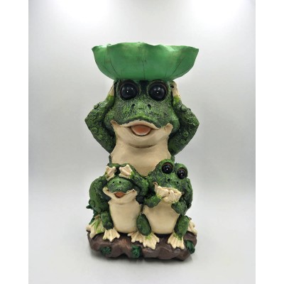 One big resin frog statues with 2 little frogs under the big lotus leaf use for your garden decoration