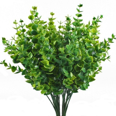 Artificial Shrubs Fake Plastic Greenery Plants Eucalyptus Leaves Bushes Flowers for Outside Home Garden Office Verandah Decor